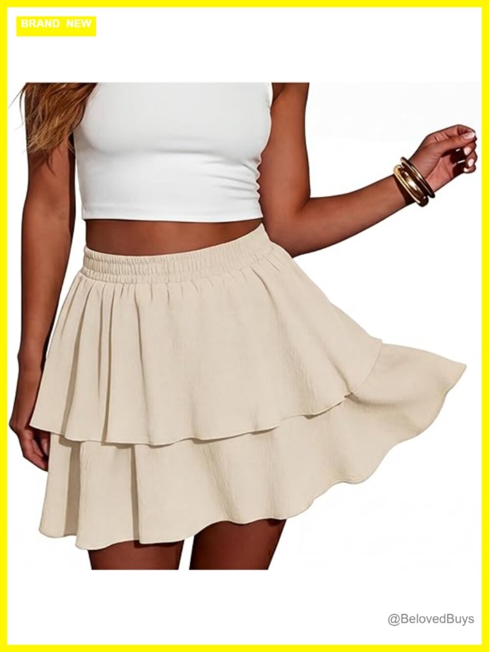 Flowy Ruffle Tiered Skort with Shorts Underneath Pockets